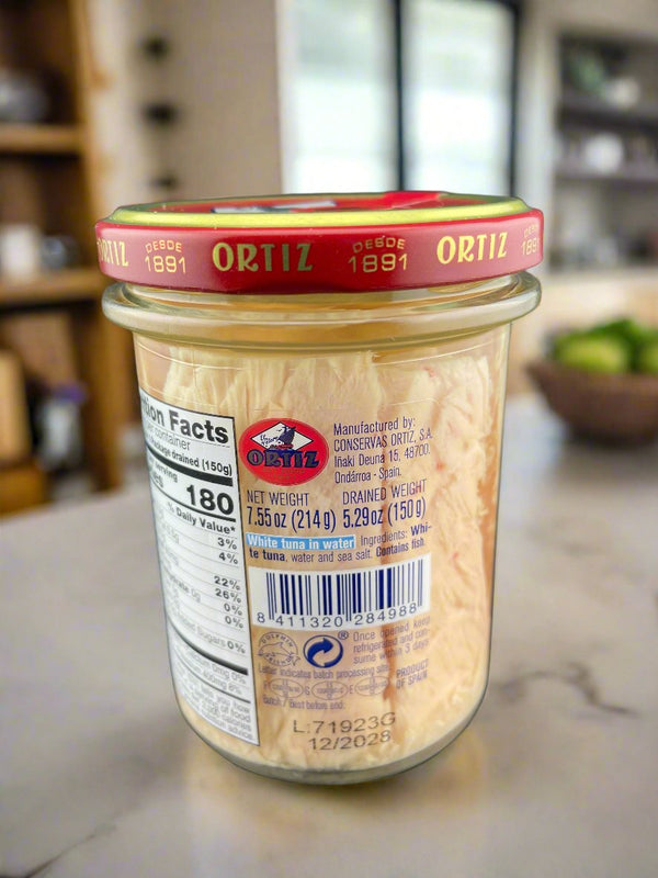 White Tuna in Water (Bonito del Norte al Natural) | Atún Ortiz in Water - Glass Jar